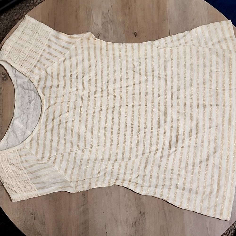 Gold Metallic and Cream/Ivory Blouse Size Medium Excellent Condition.